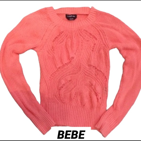 bebe Sweaters - BEBE •TangerineCrochet•Cable Knit PeekABooSweater
